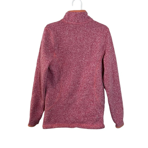 Lands End Girls Quarter Zip Pullover Sweater Small 7-8 Marled Pink Orange Trim - Picture 2 of 6